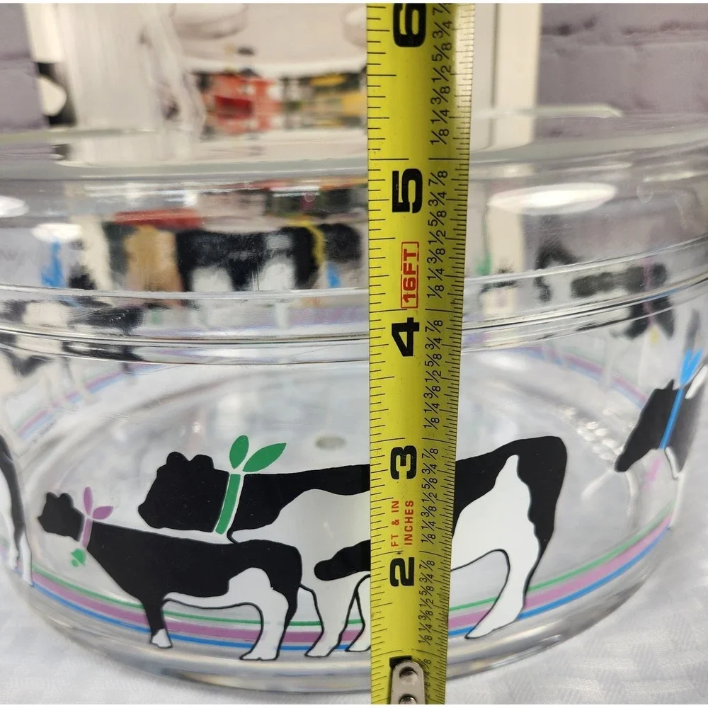 Cows Cows Cows! New Vintage 1987 Oneida Lucite Salad Bowl and Tongs Rare!